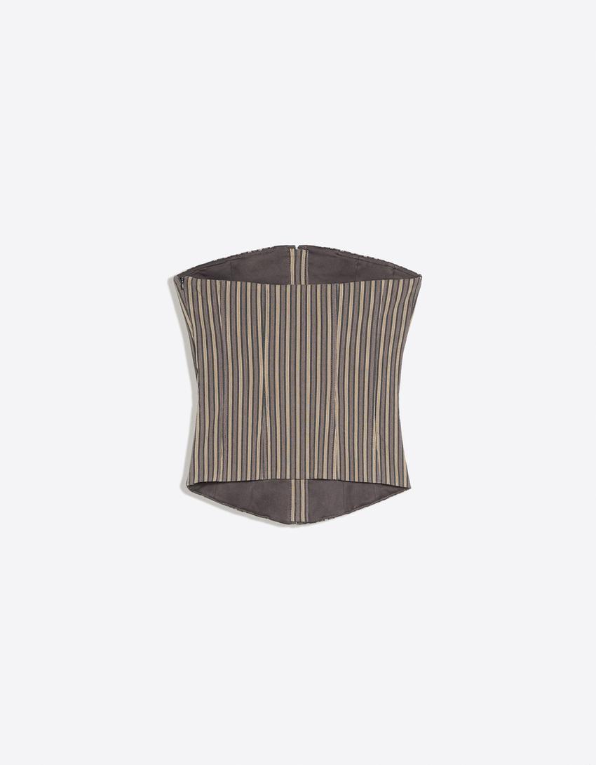 Gorsetowy top bandeau-Szary