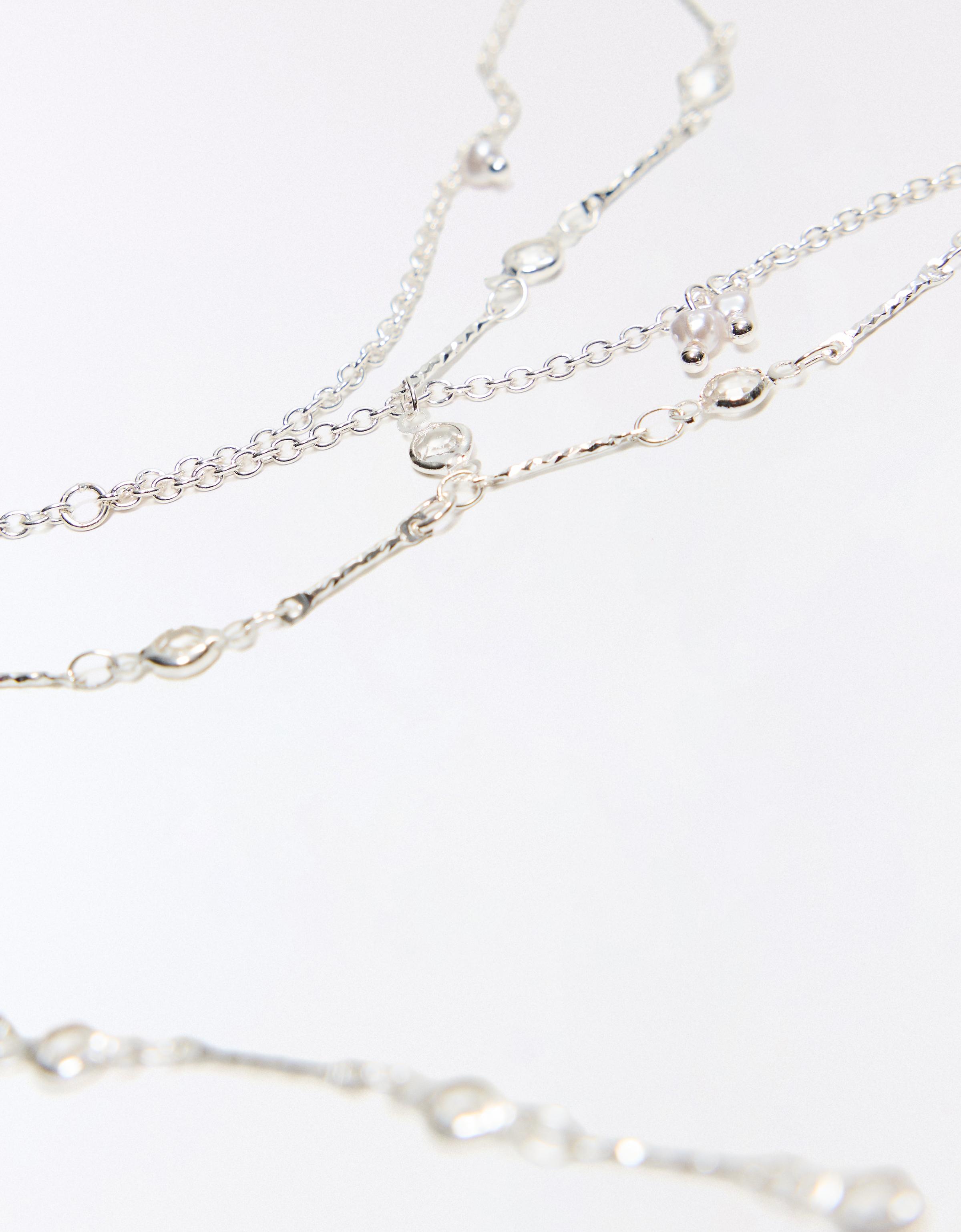 Beaded lariat chain pack — Silver