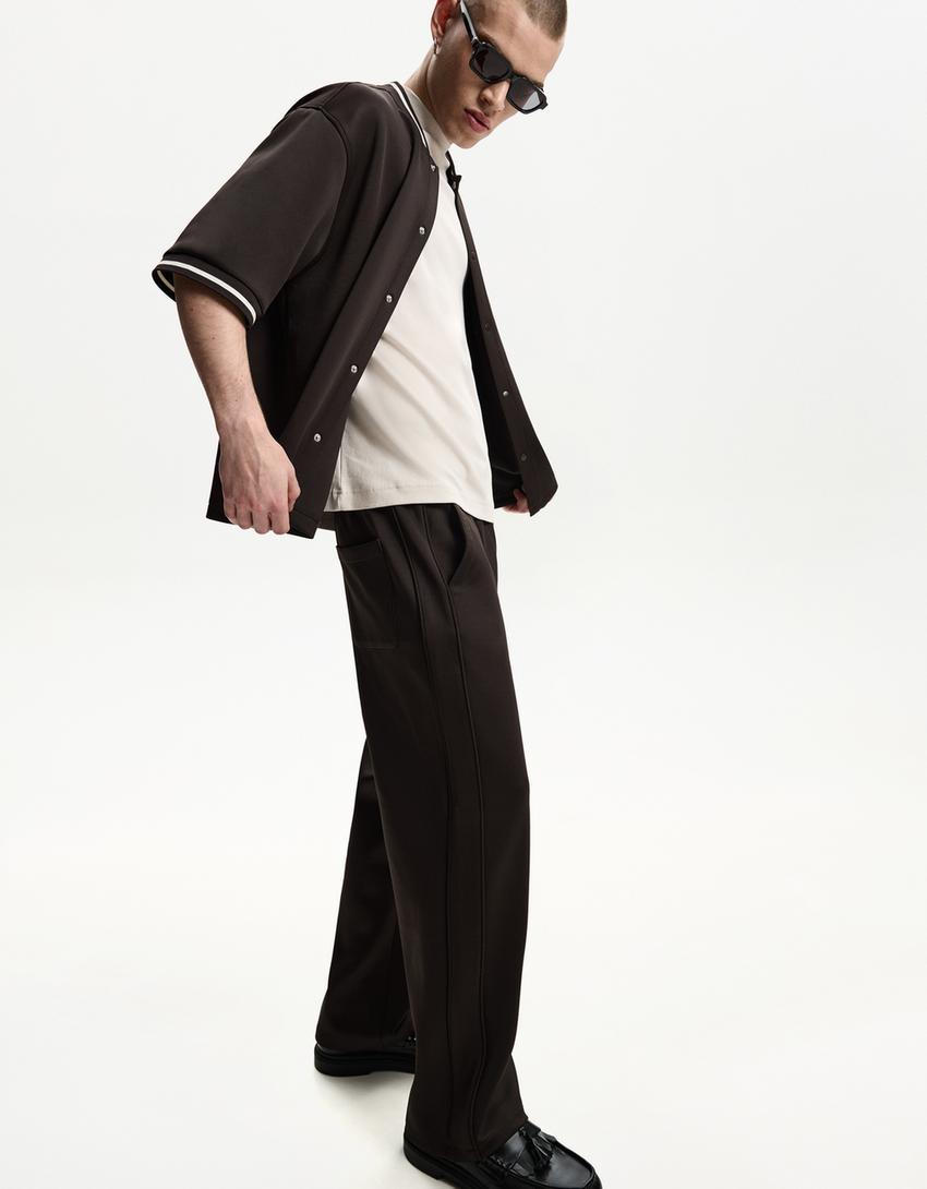 Shirt and trousers set-Brown-3