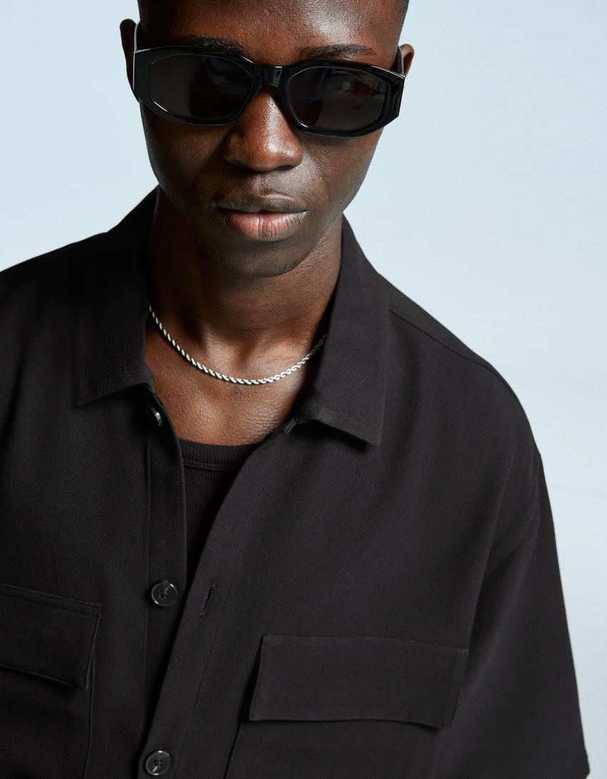 Chemise manches courtes tailoring-Noir-5