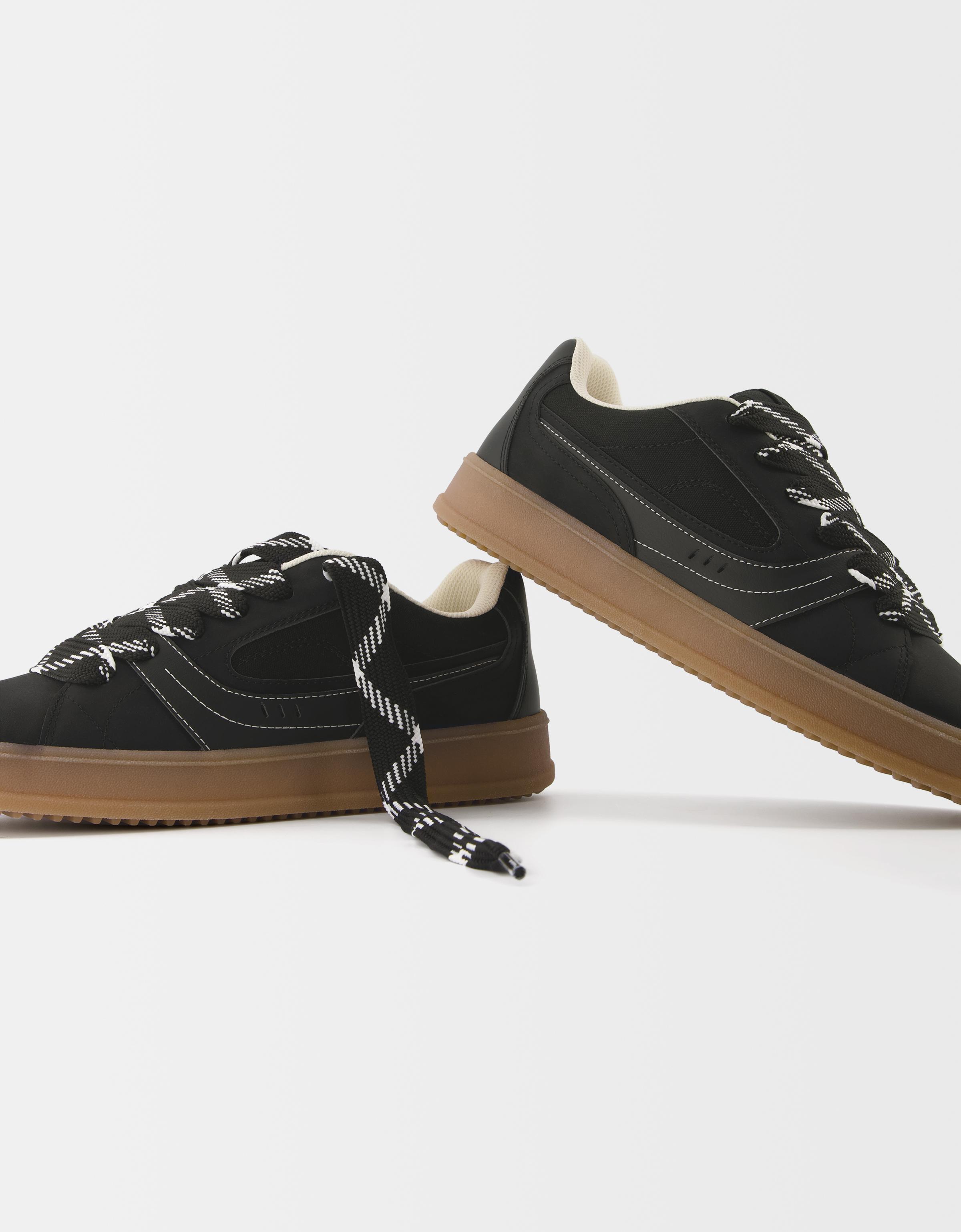 Skater sneakers with XL laces - Shoes - Men | Bershka