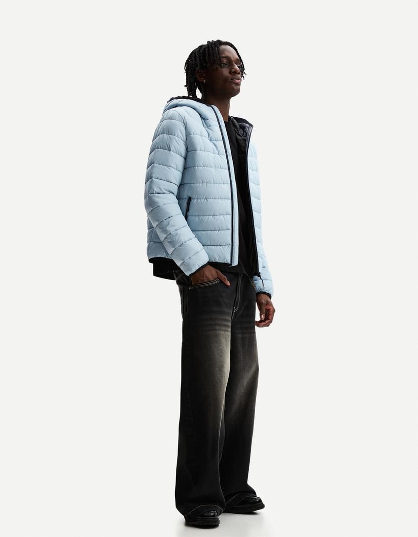 Lightweight puffer jacket-Light blue-3