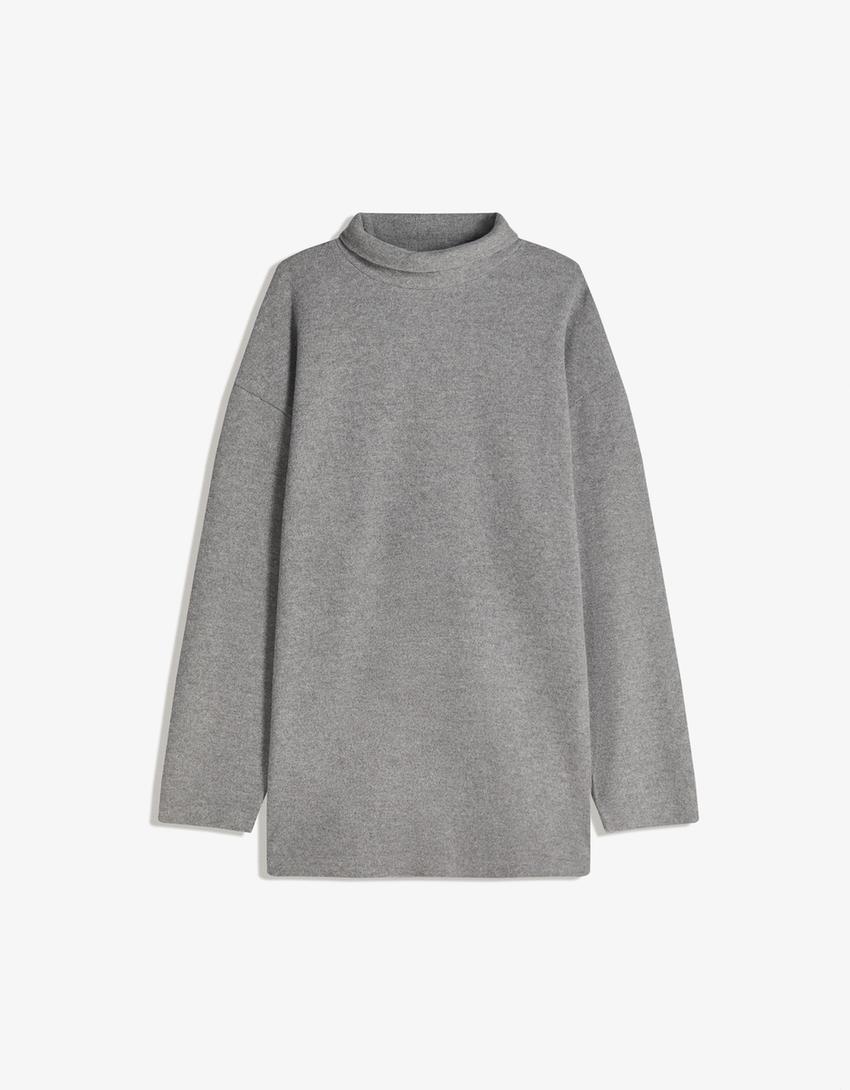 Vestido mini manga ancha-Gris