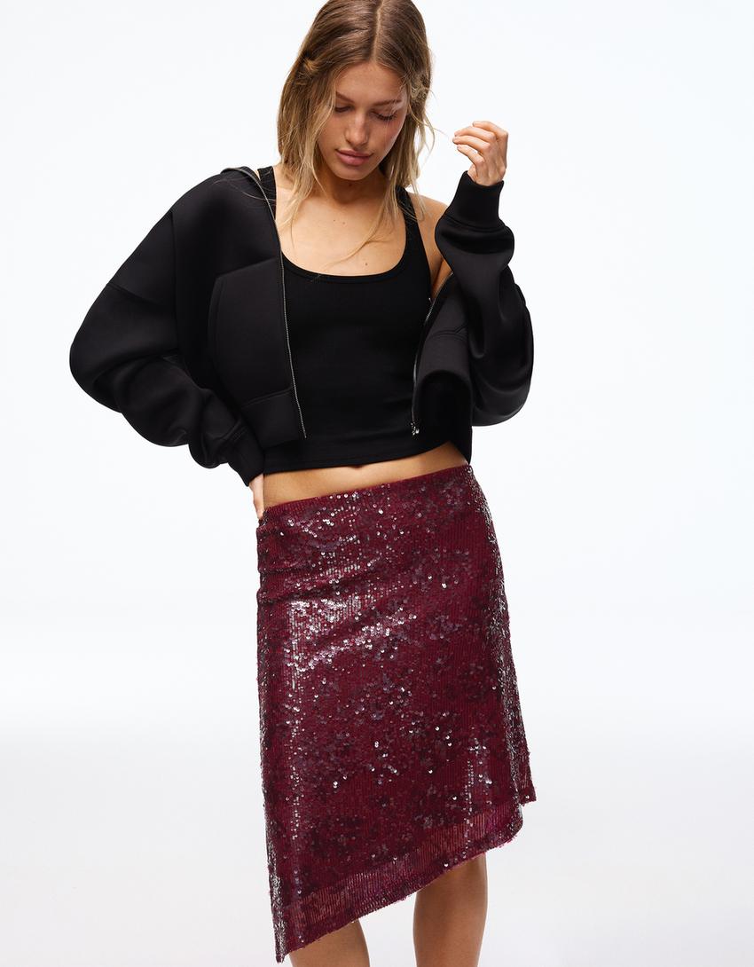 تنورة متوسطة الطول غير متماثلة بترتر-Bordo