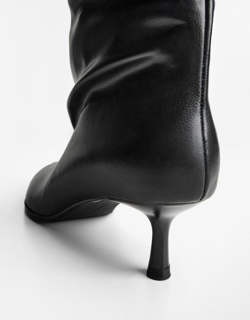 Bottines talon slouchy kitten heel-Noir