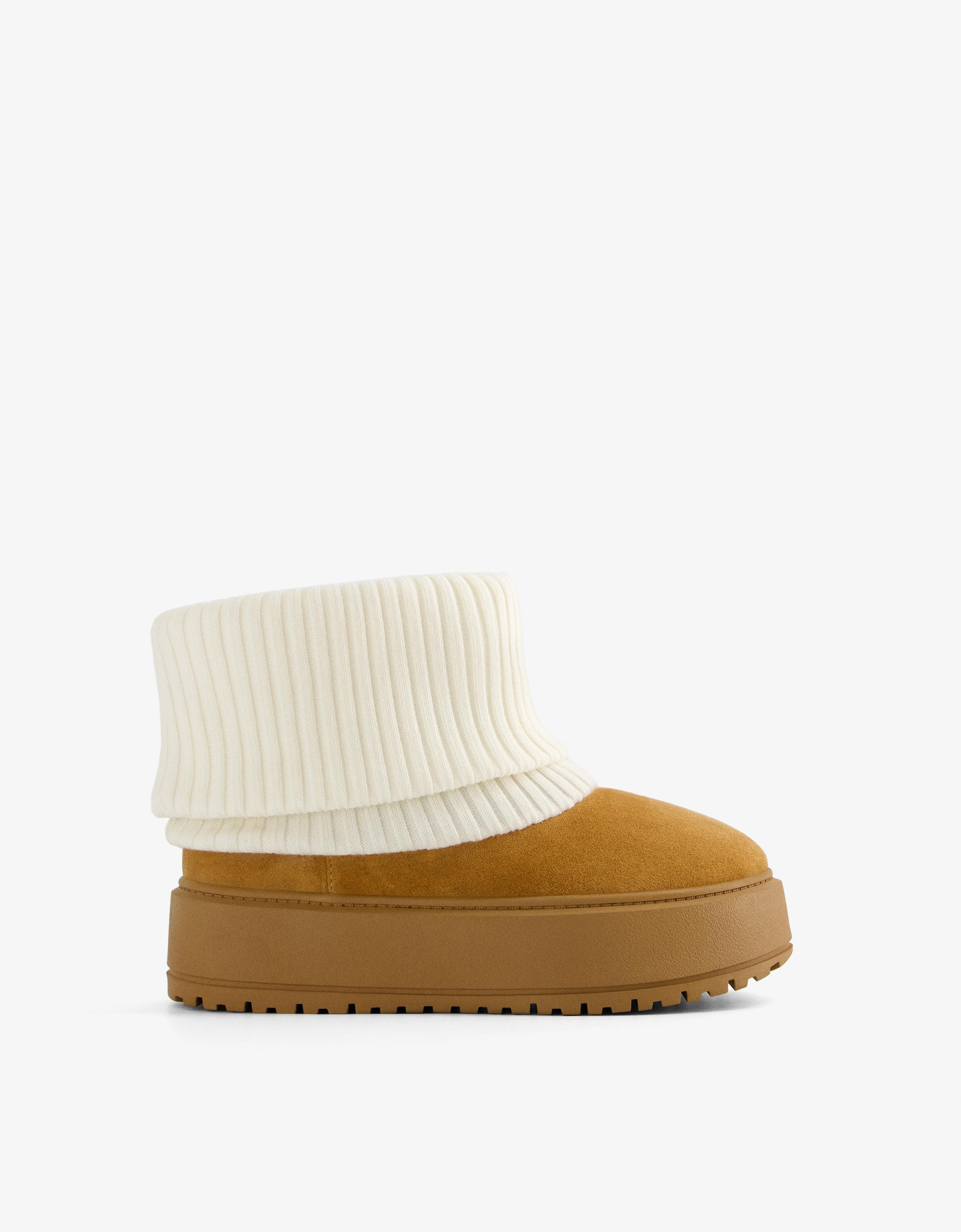 Bershka Sock-Boots Mit Plateausohle Damen 36 Camel