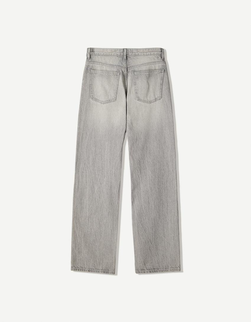 Jeans straight-Gris