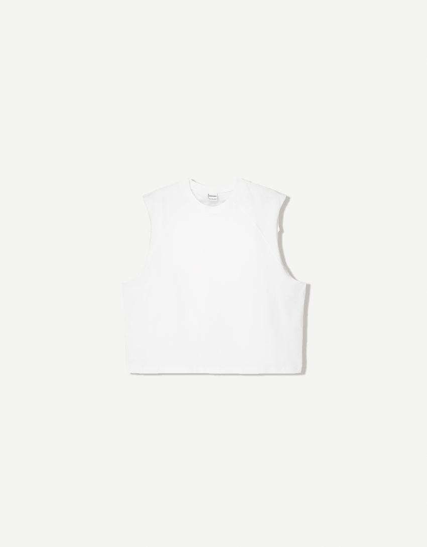 Tricou fără mâneci-Alb murdar