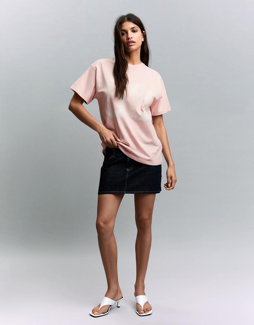 Camiseta manga corta print-Rosa