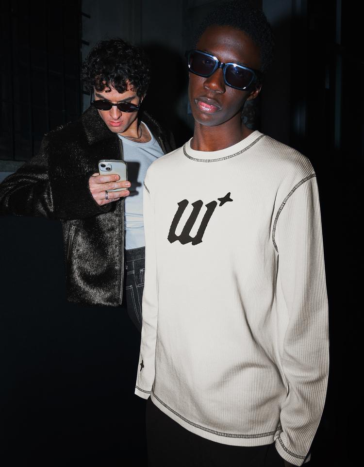 Long sleeve ribbed patch T-shirt