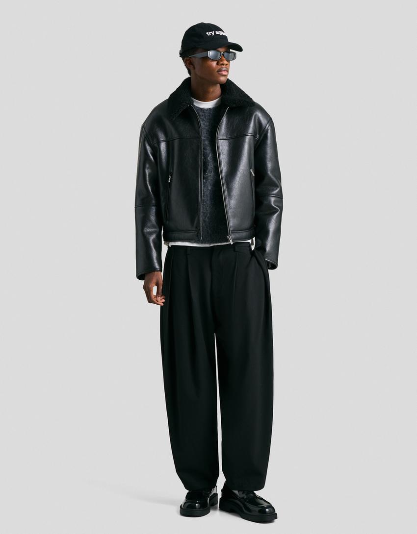 Blouson similicuir-Noir