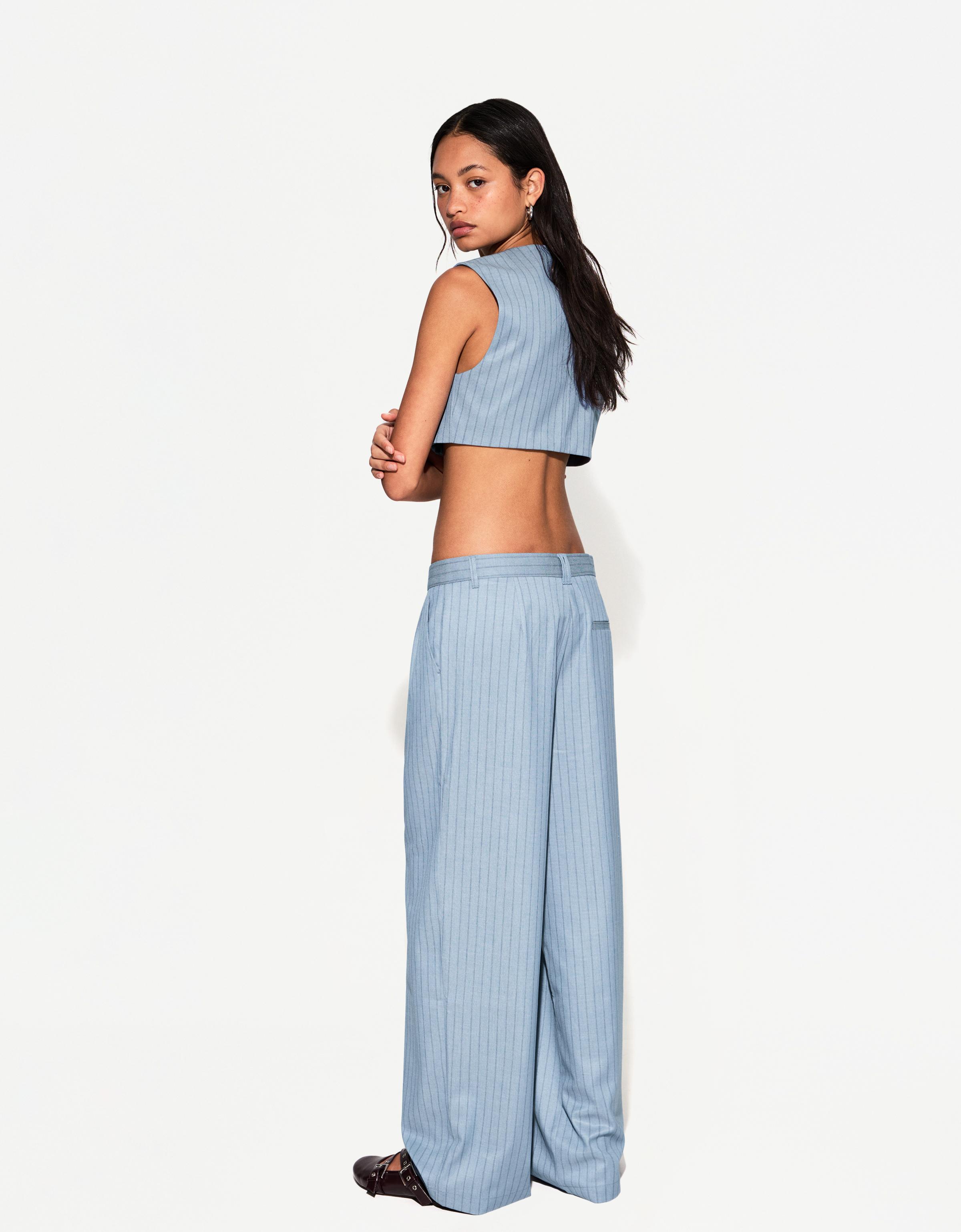 Bershka Cropped-Weste Damen Xs Blau