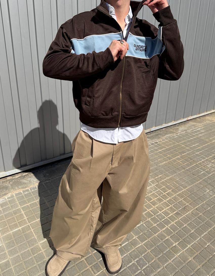 Desenli teknik ceket-Kahverengi