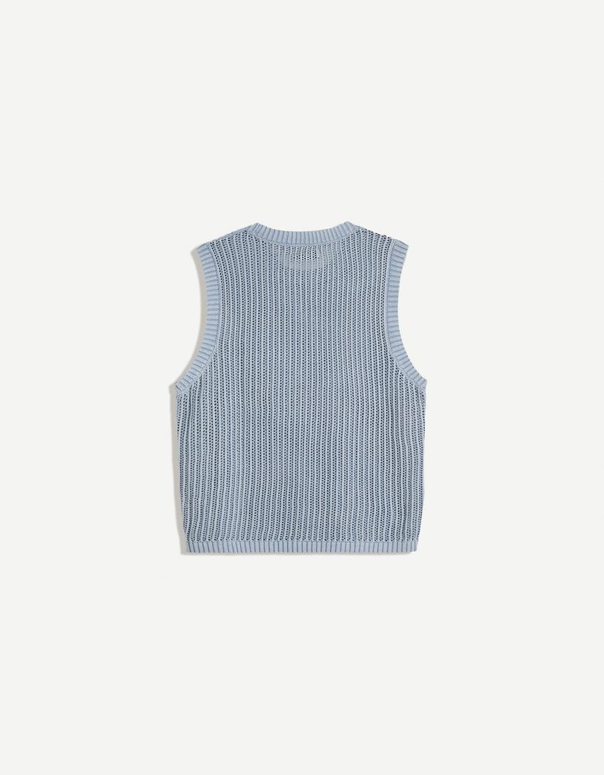Gilet effetto slavato-Azzurro-1