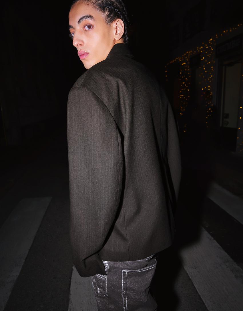 Blazer tailored fit cadena-Negre