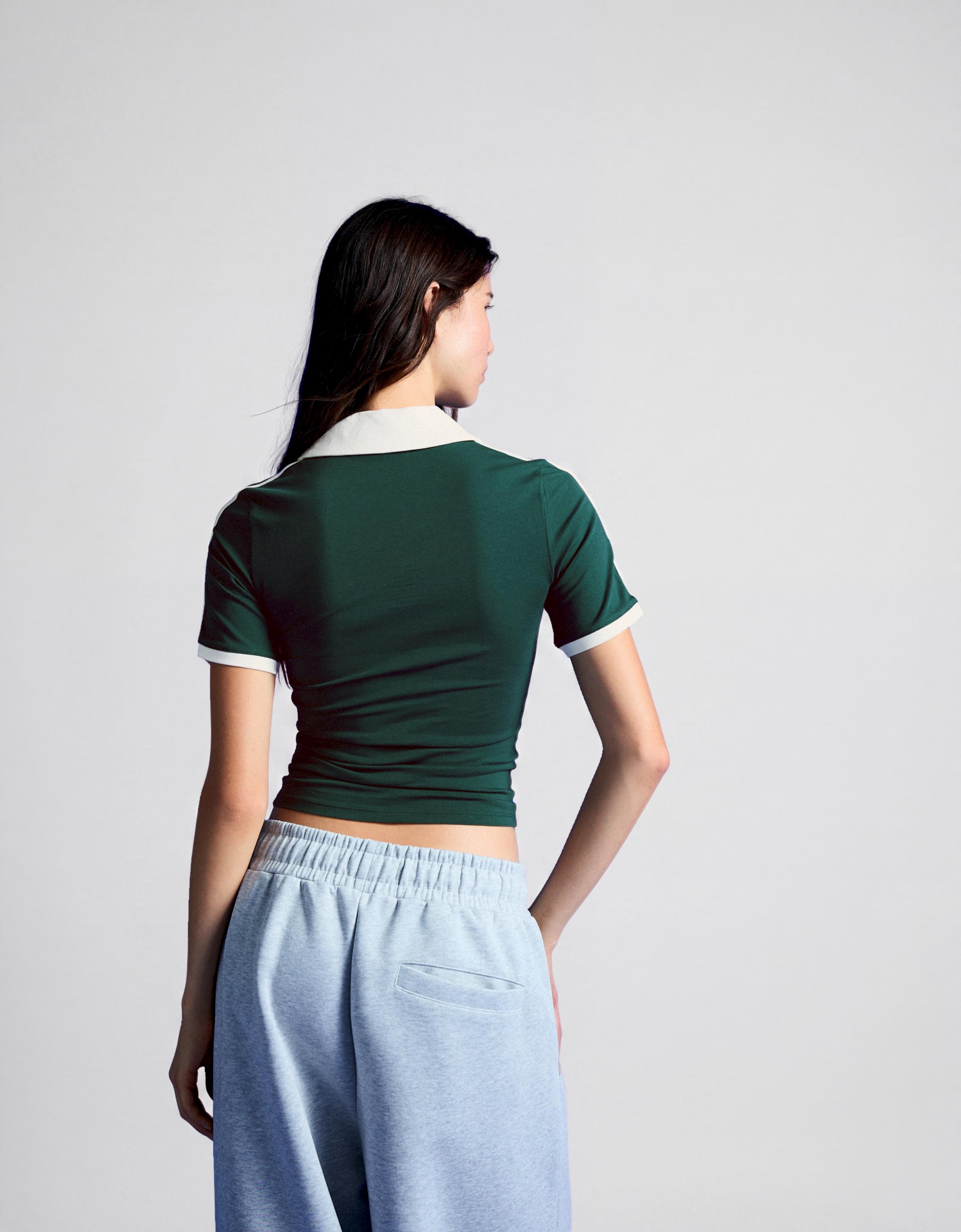 Short sleeve print polo shirt — Green