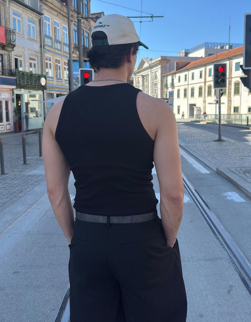 Camiseta tirantes rib-Negro