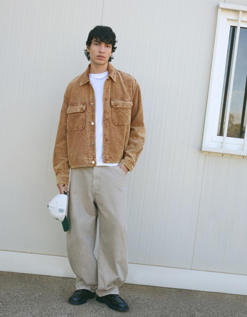 Boxy fit corduroy jacket-Camel