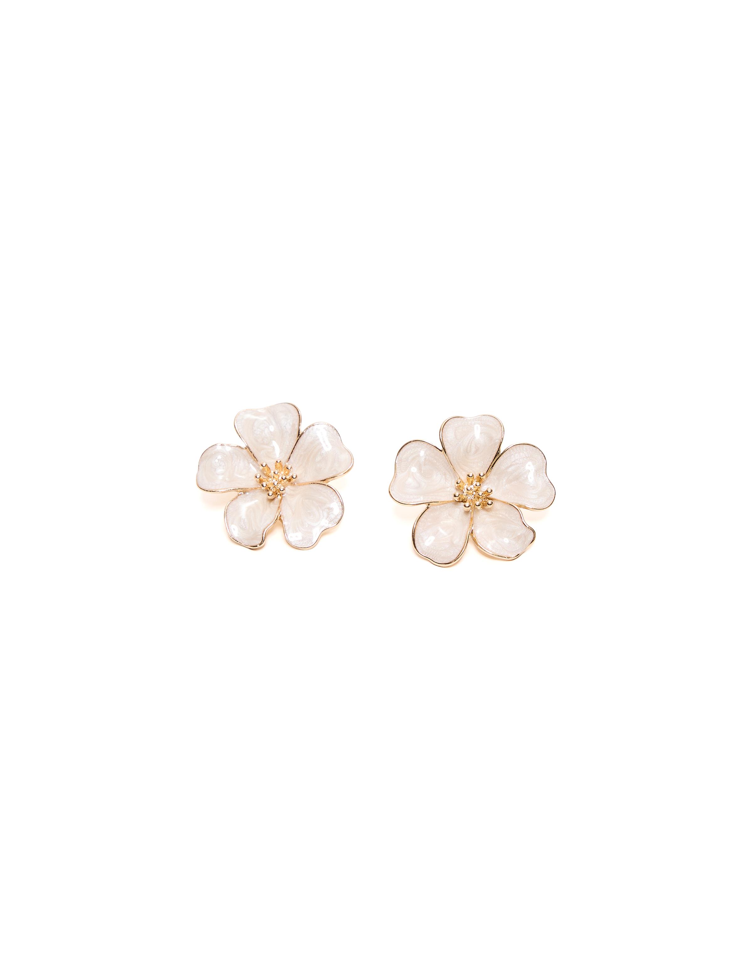 Floral earring pack — Cream