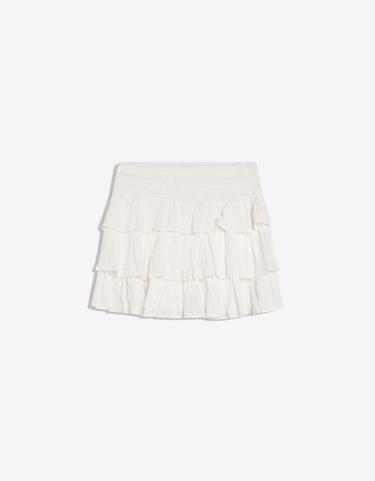 Metallic thread ruffle mini skirt — White 6
