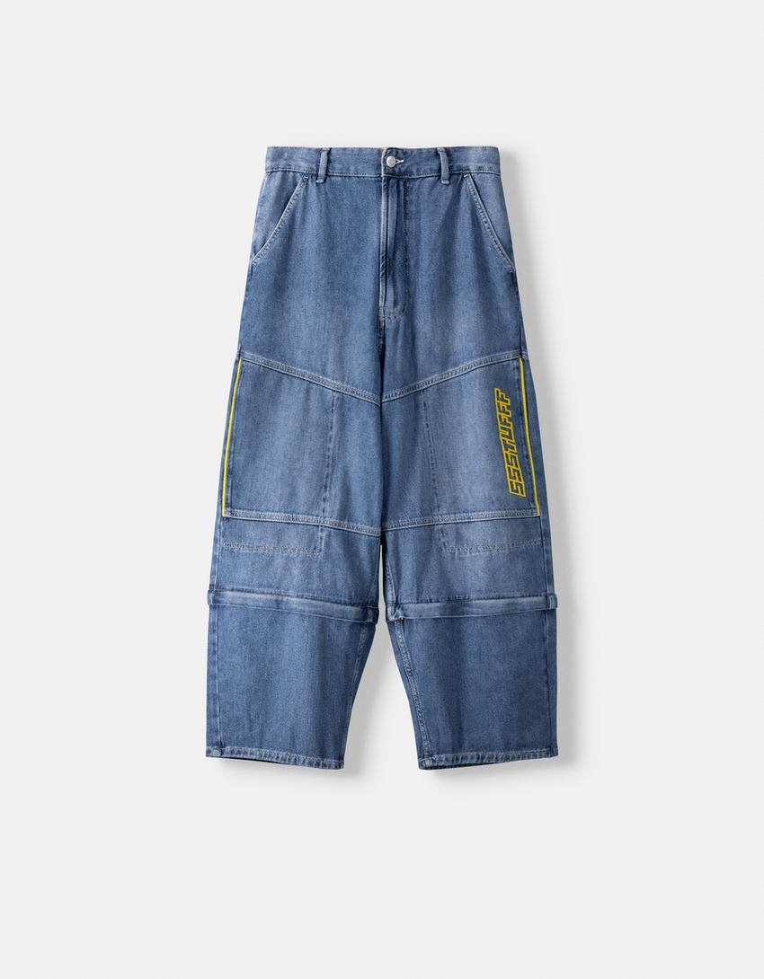 Jean BERSSSHKA X SSSTUFFF baggy amovible-Bleu lavé-6