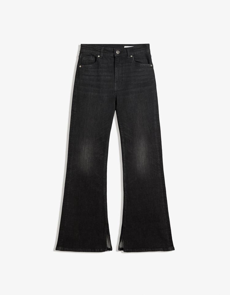 Flared jeans with slit
