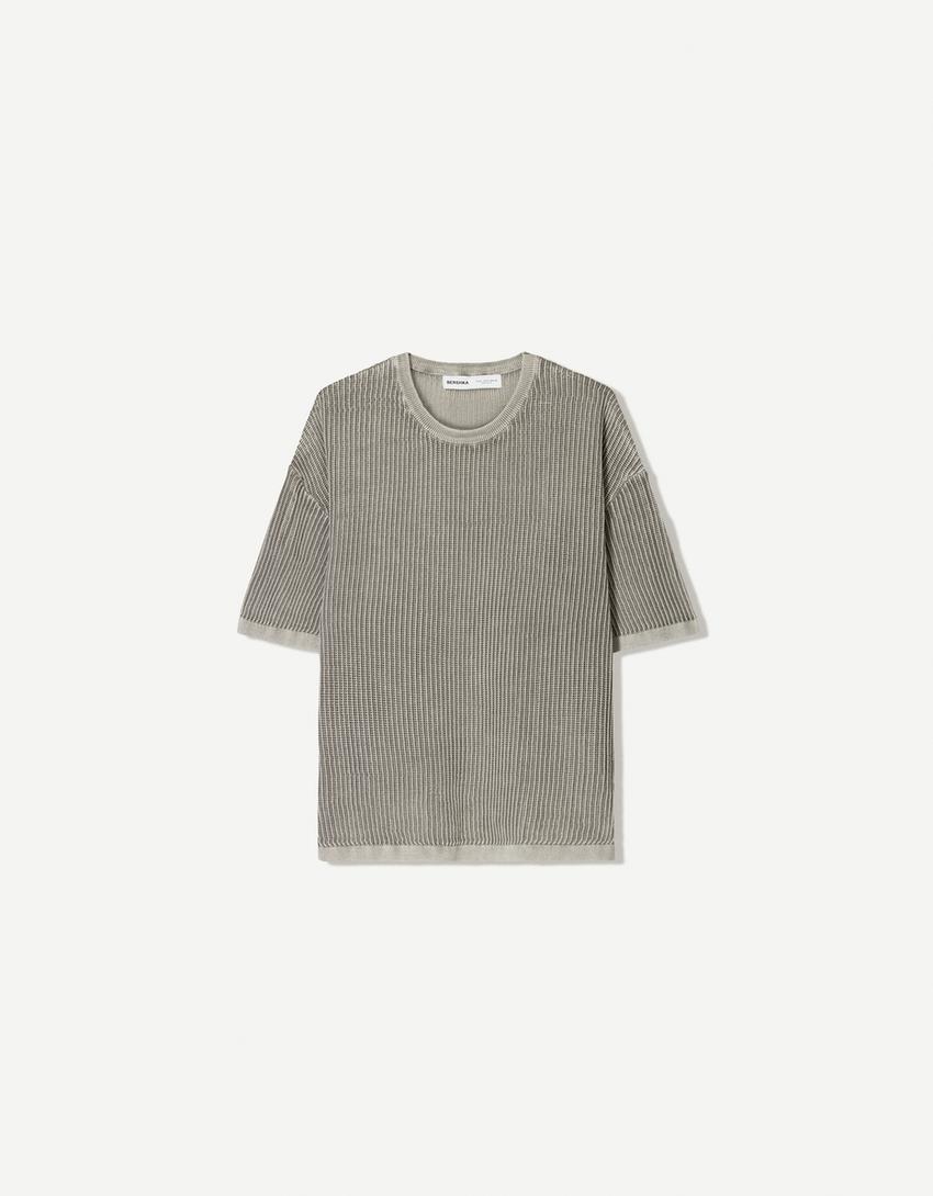 Short-sleeved mesh T-shirt-Grey
