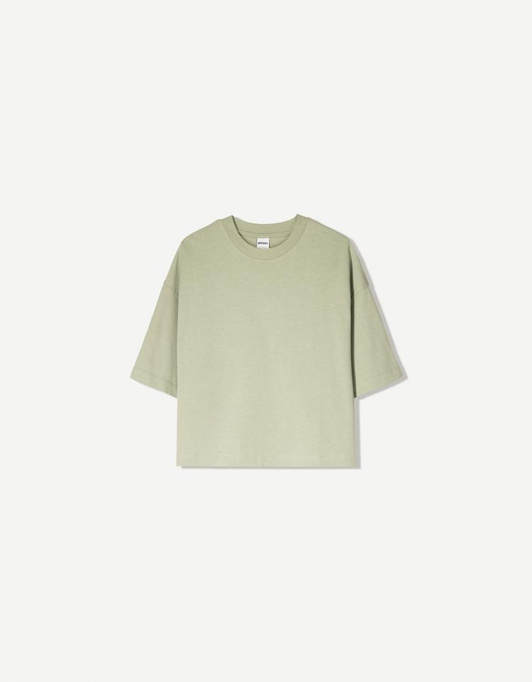 Kısa kollu ağır pamuklu boxy fit t-shirt