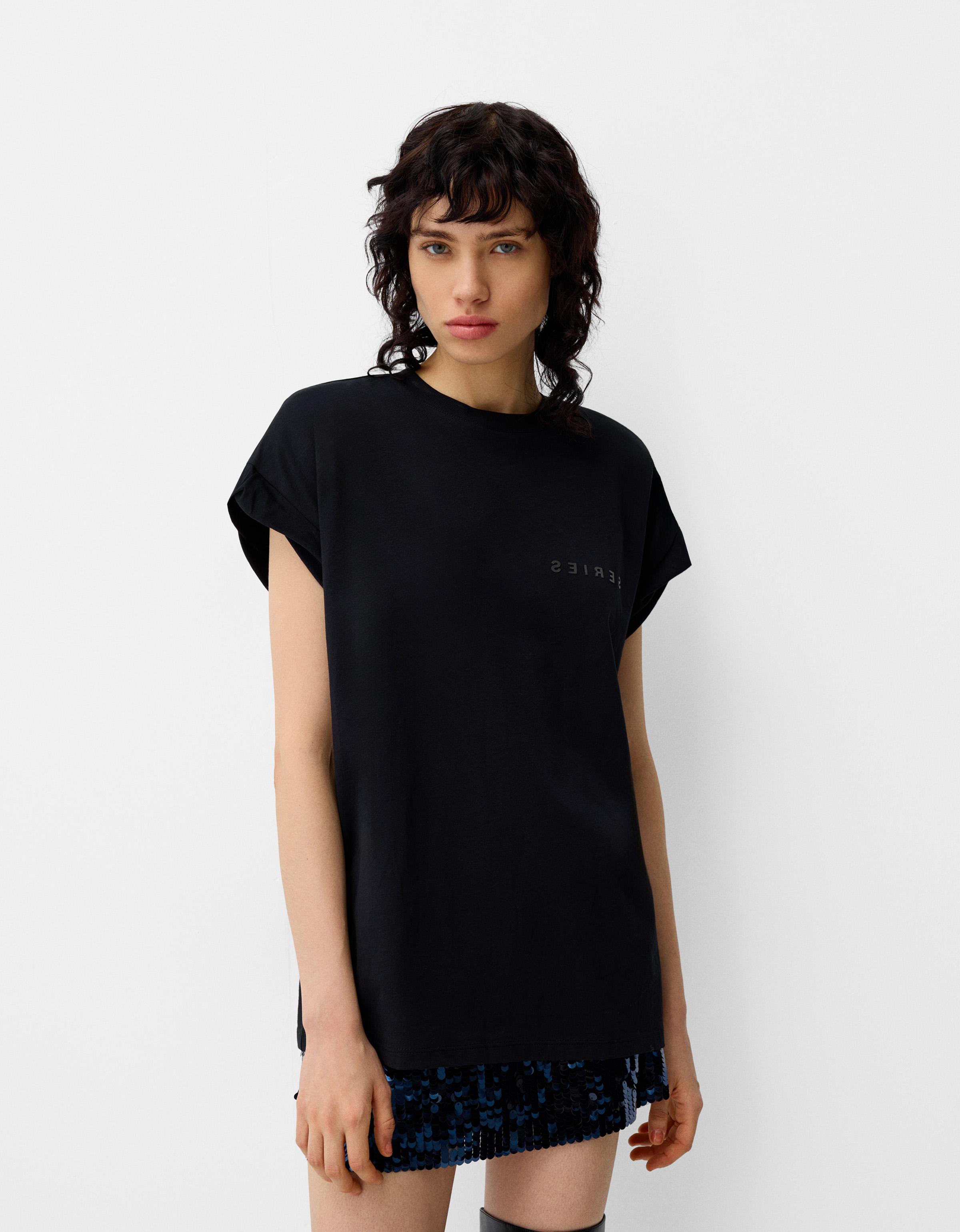 Bershka Ärmelloses Shirt Mit Print Damen S Schwarz