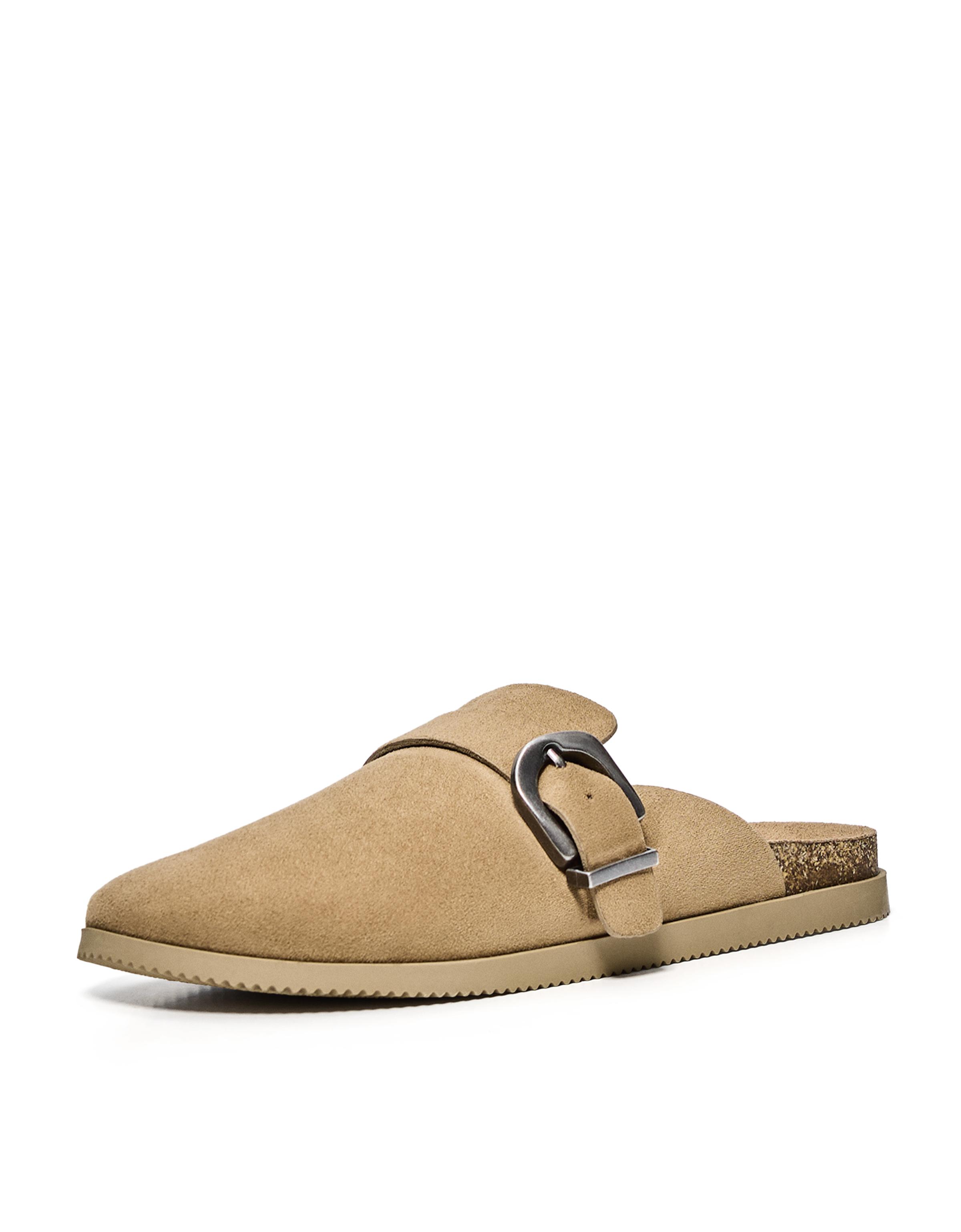 Clogs with buckle detail — TAUPE