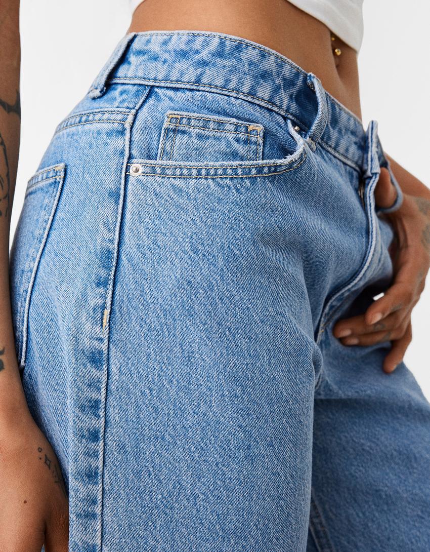 Straight fit denim bermuda-Açık mavi-5