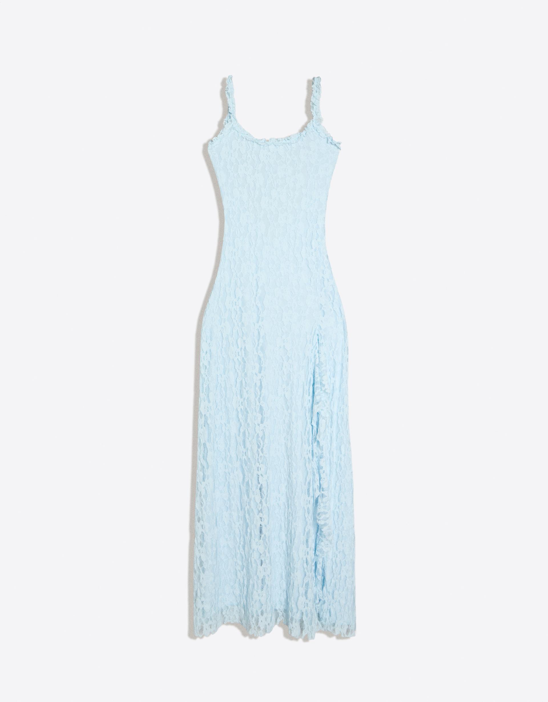 Lace-trimmed midi dress - Women | Bershka Lace-trimmed midi dress - Women | Bershka