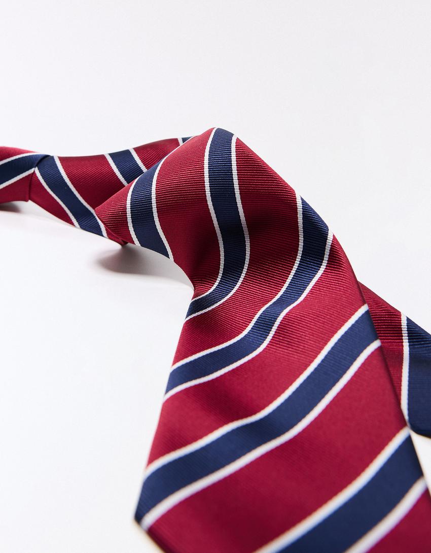 Striped tie-Burgundy