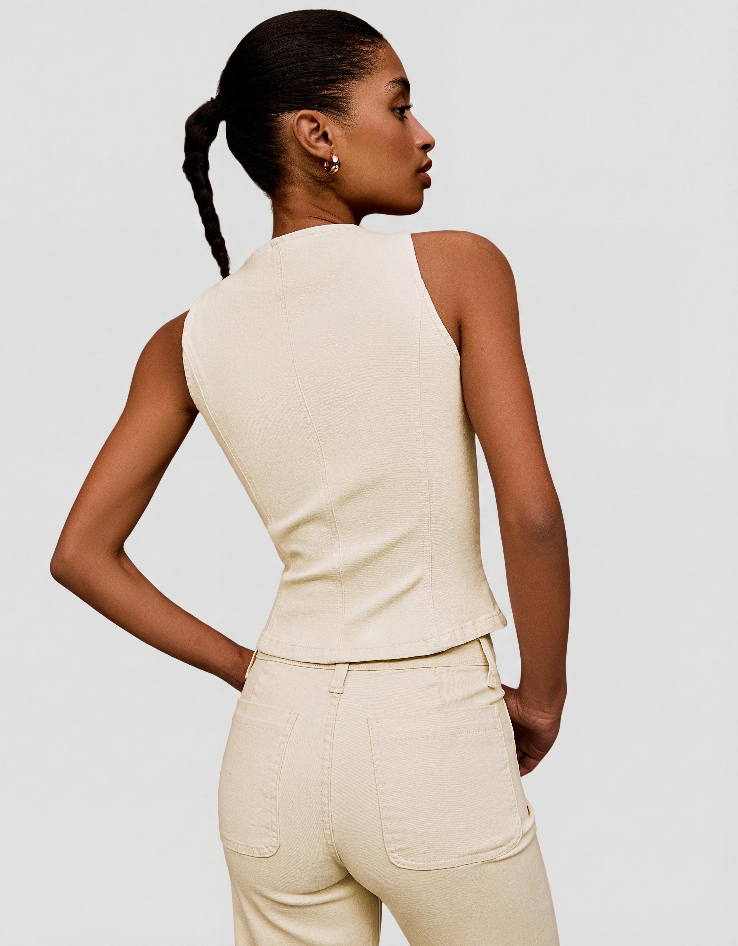 Taşlı düğme detaylı denim yelek - Görsel 21