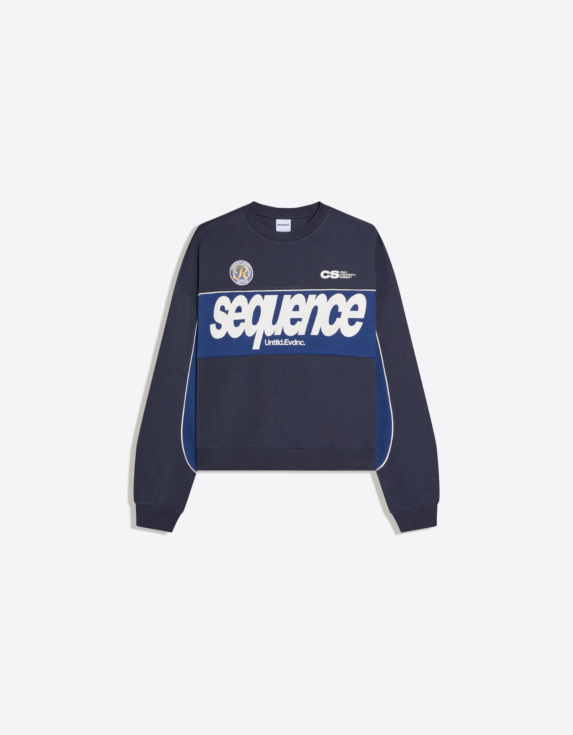 Baskılı bisiklet yaka sweatshirt - Görsel 7