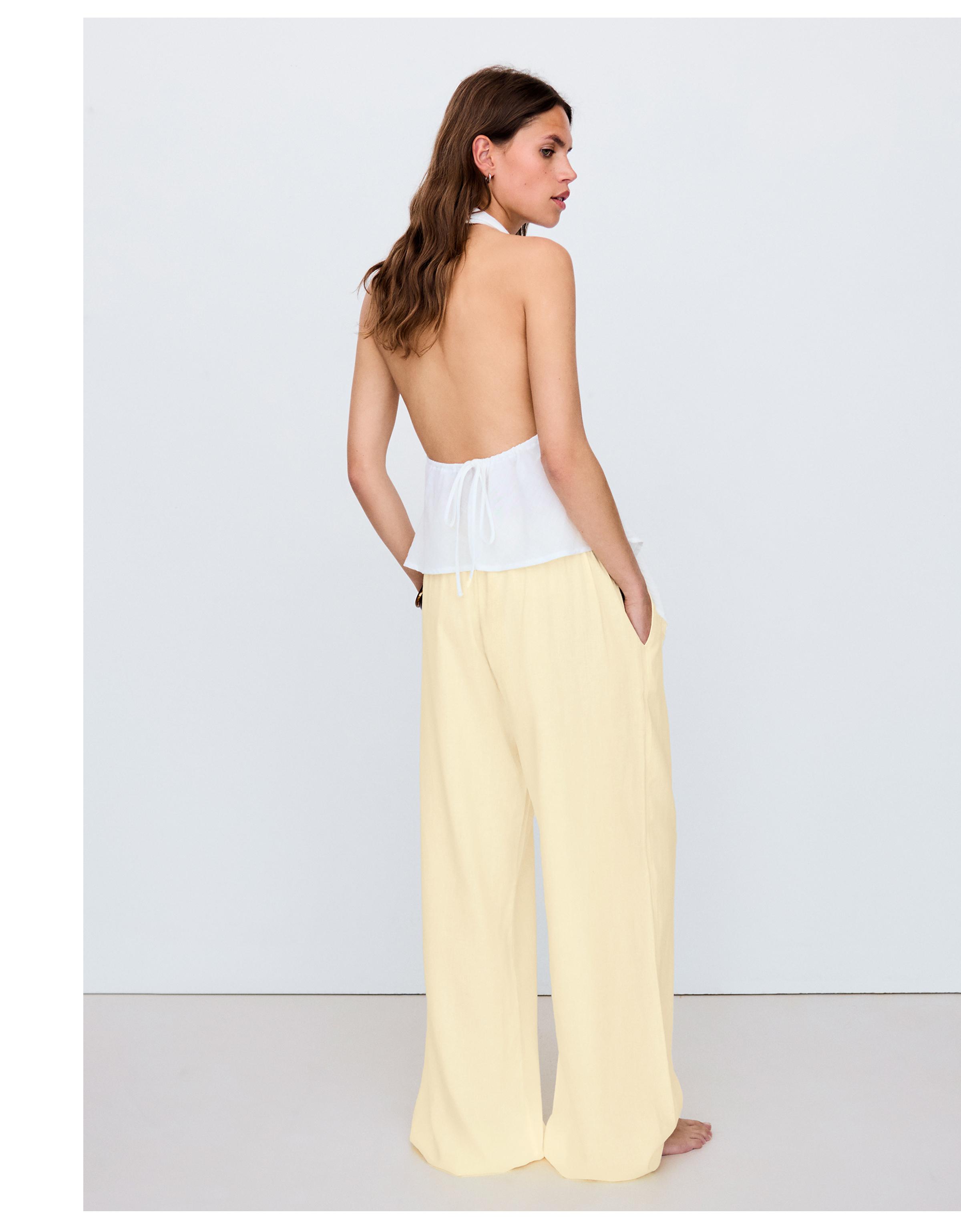 Elasticated waist trousers — Yellow