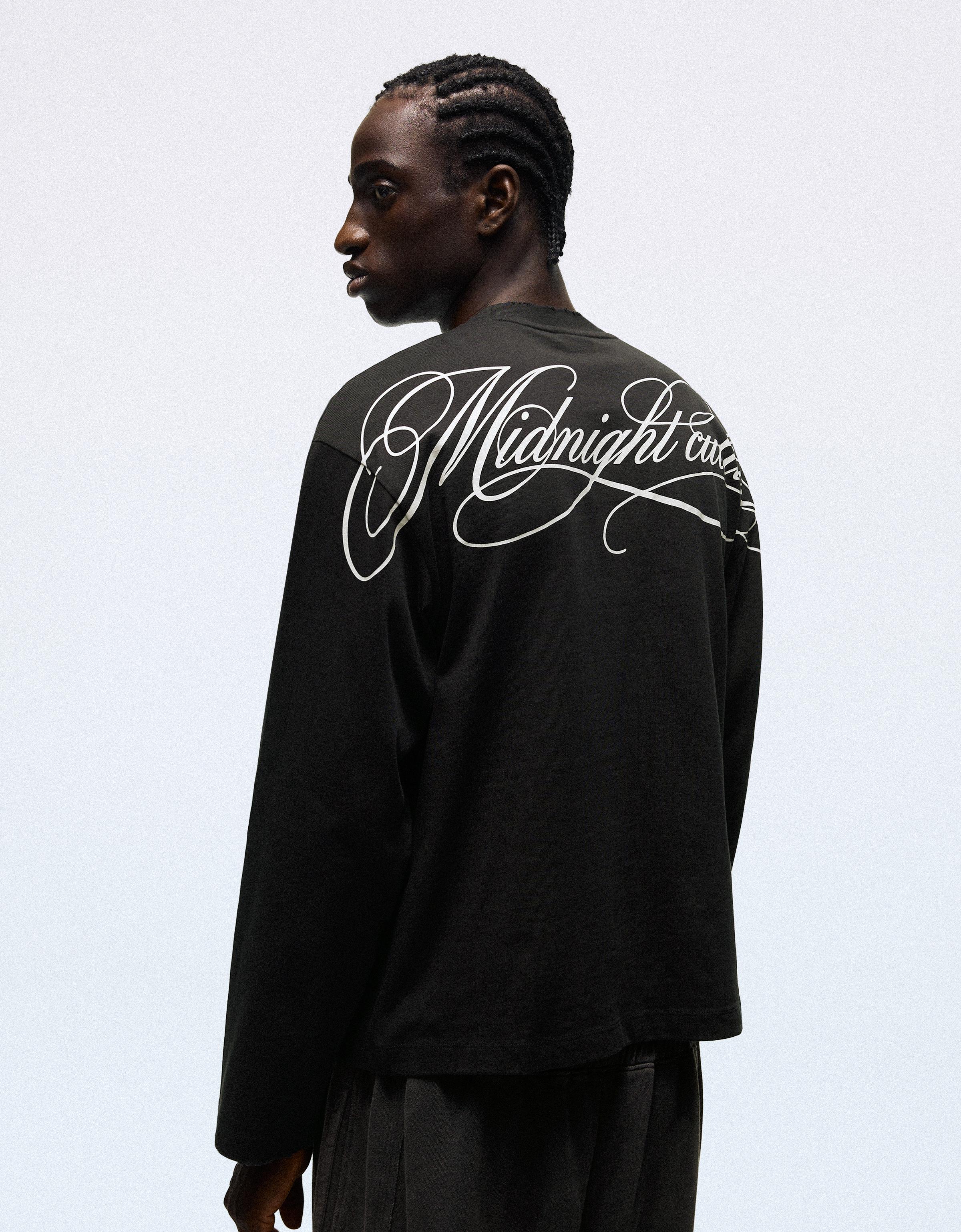 Stripe print long-sleeved T-shirt — Dark grey