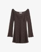 Blonde lace off-the-shoulder mini dress