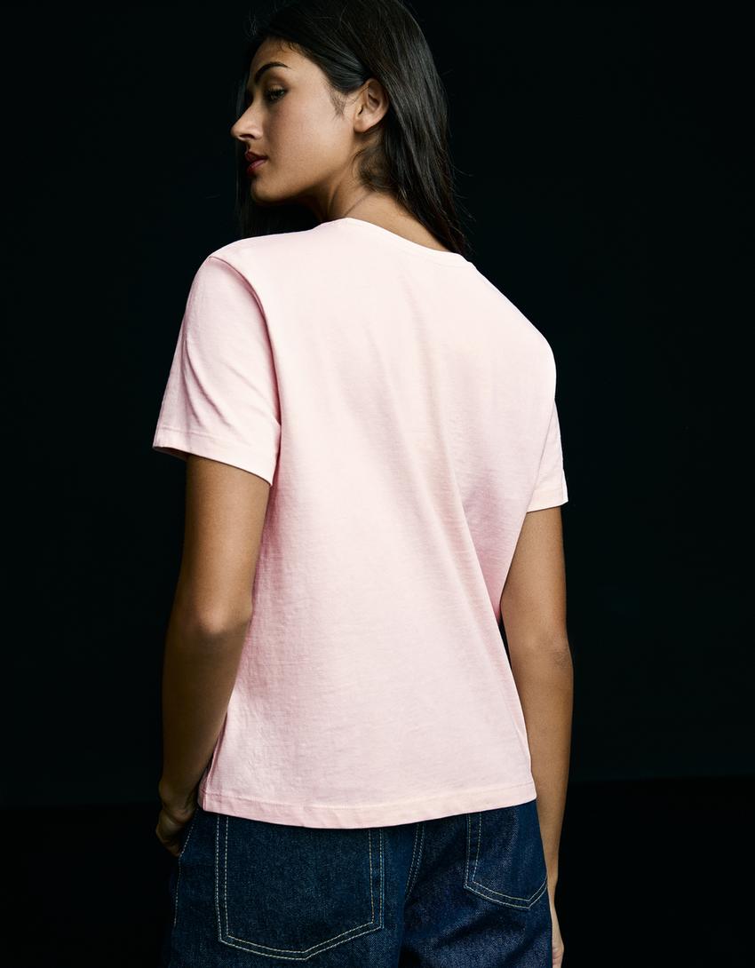 Camiseta manga corta básica-Rosa