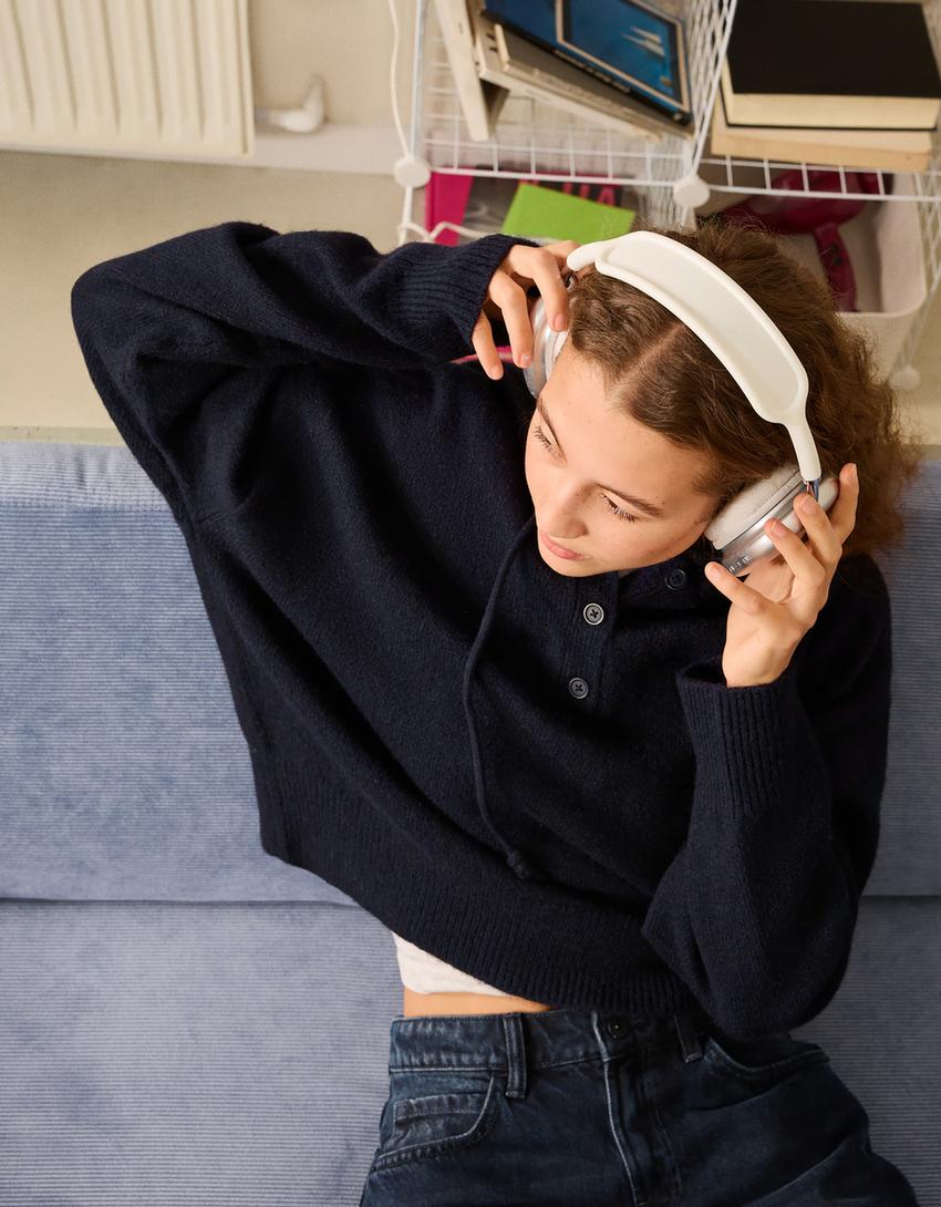 Džemperis ar kapuci-Zils