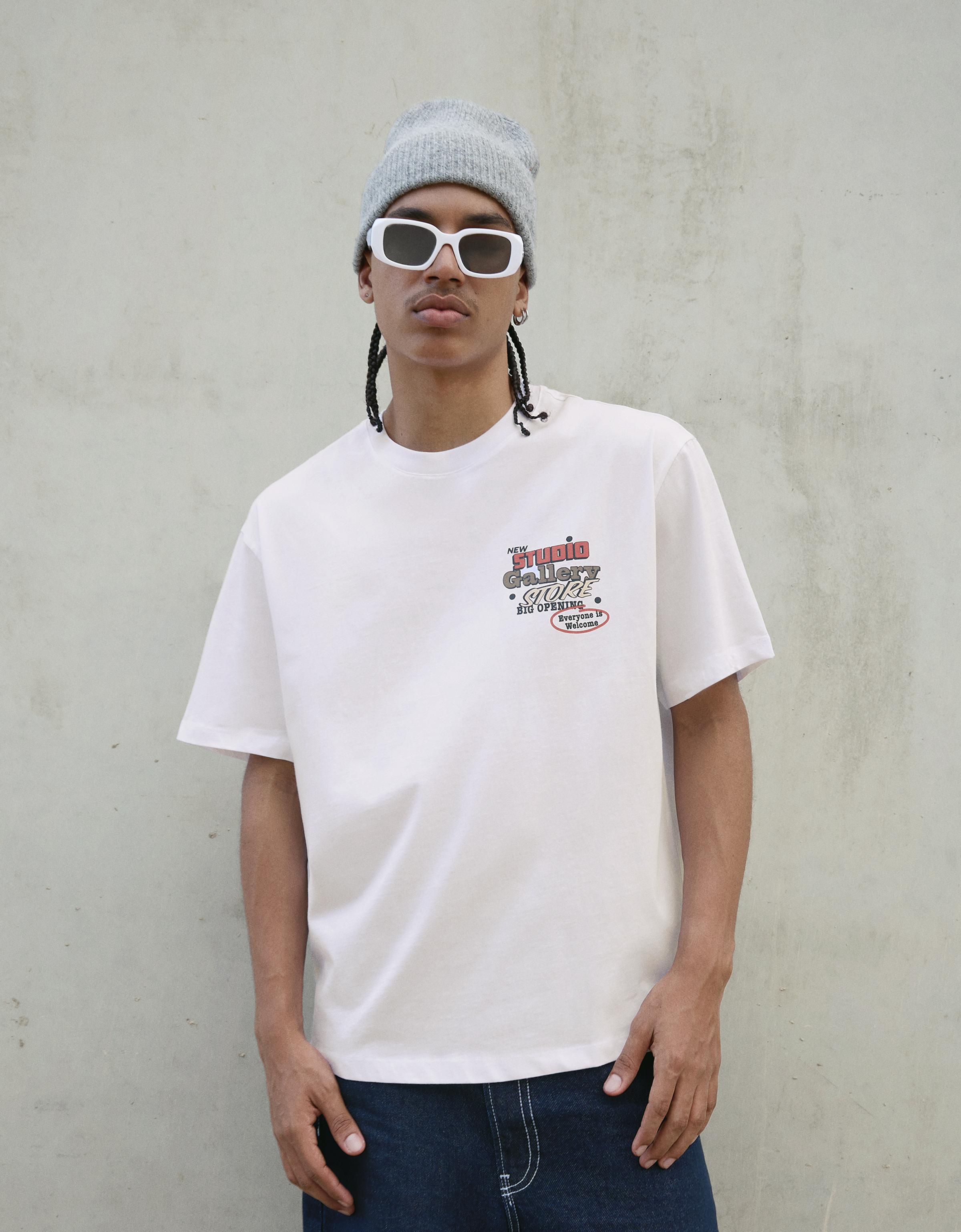 Short sleeve T-shirt with print - T-shirts - Men | Bershka Short sleeve T-shirt with print - T-shirts - Men | Bershka