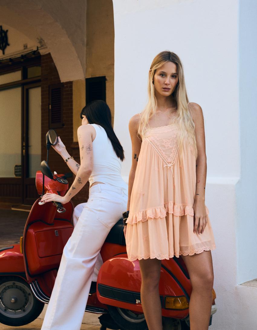 Bohem mini elbise-Turuncu