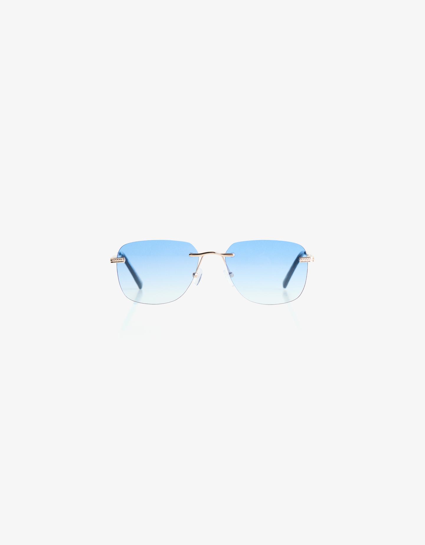 Bershka Gafas Sol Montura Ovalada Hombre Azul Claro