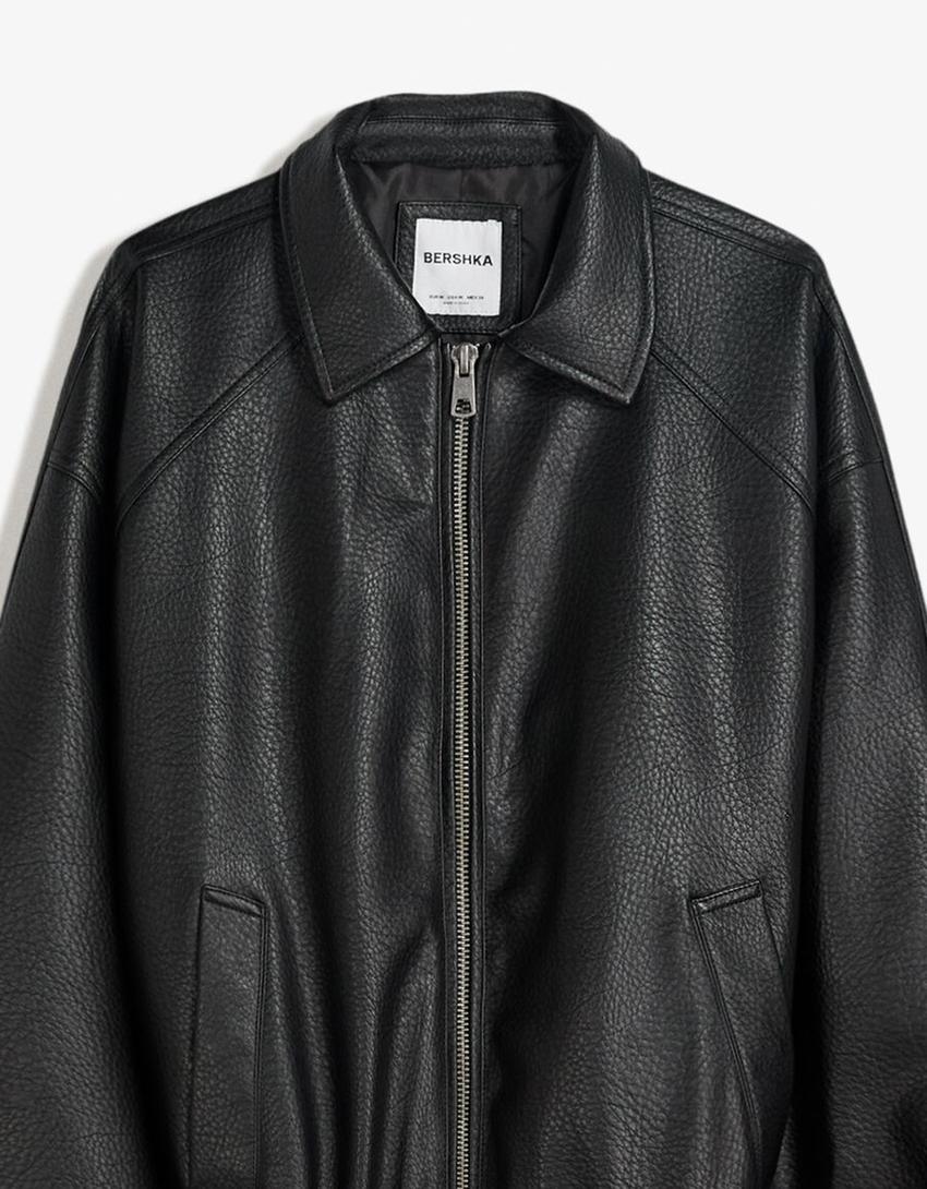 Leather effect jacket-Black