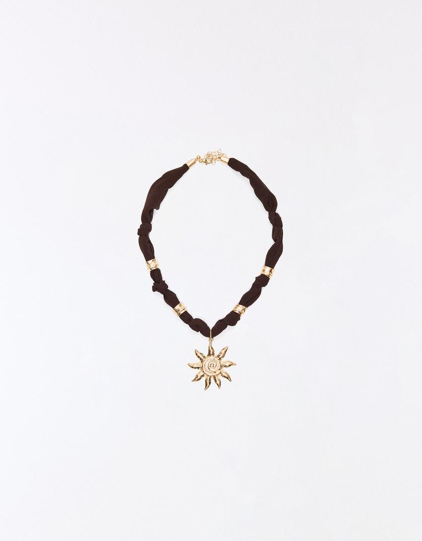 Sun woven necklace-Brown