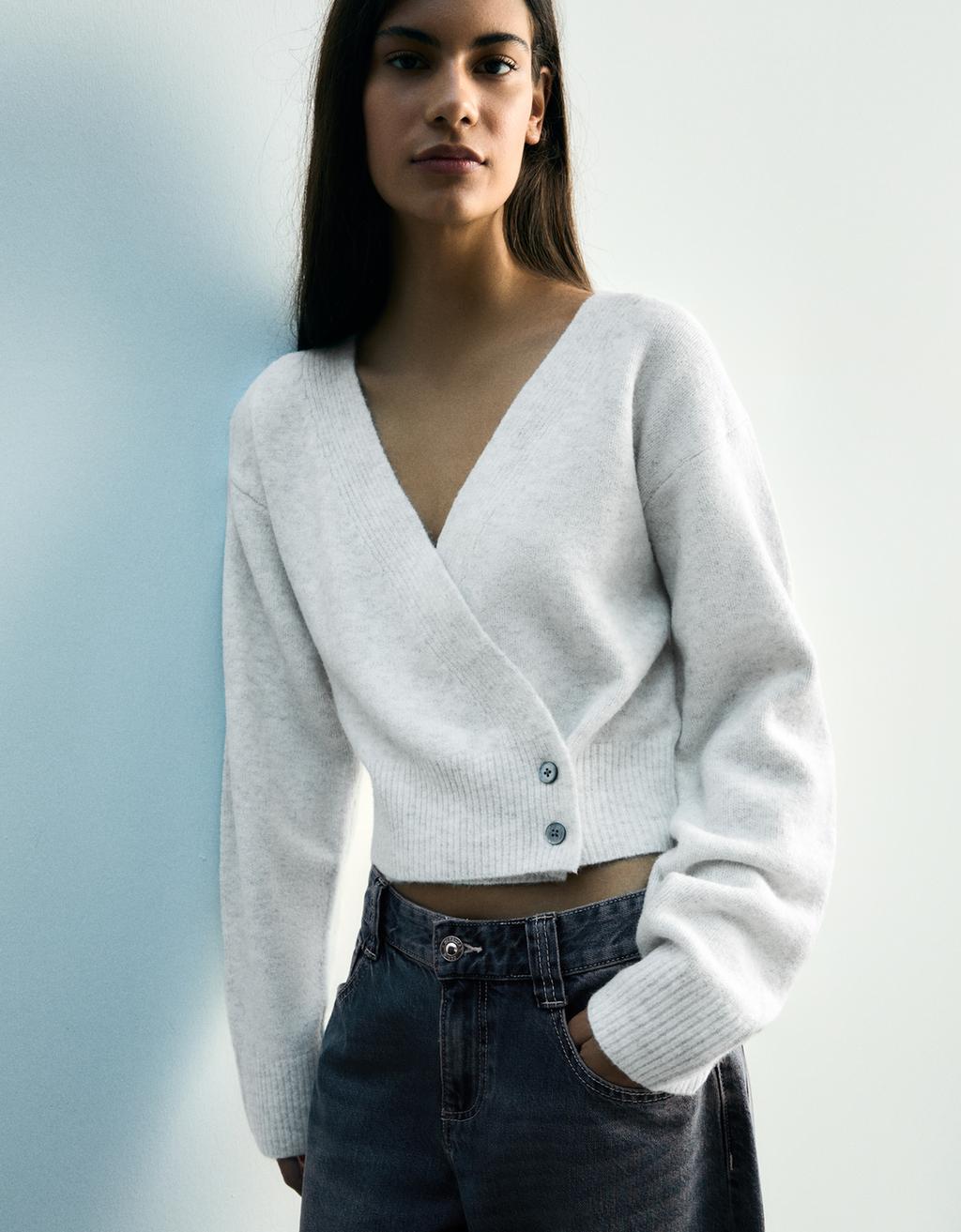 Wrap-knit v-neck cardigan