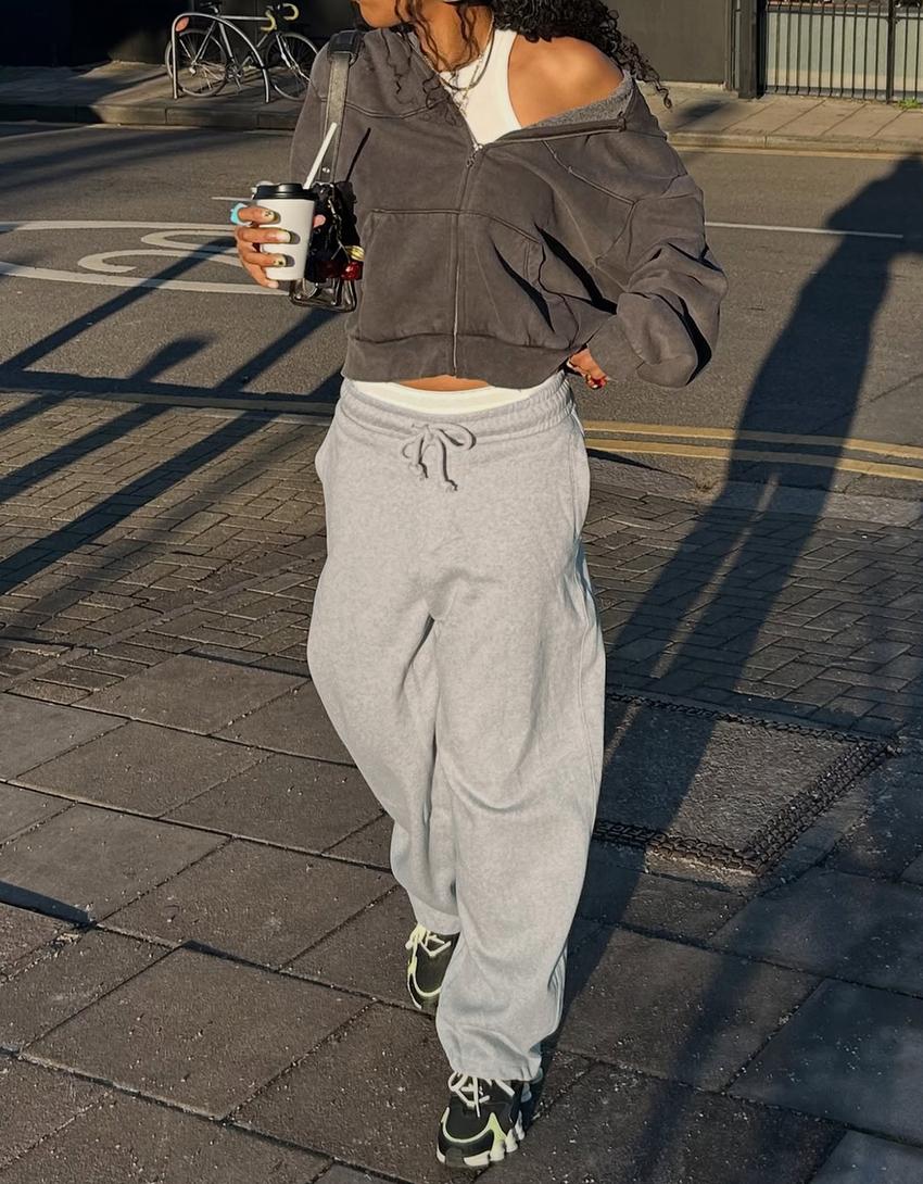 Plush barrel trousers-Grey