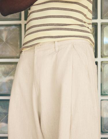 Super baggy linen Bermuda shorts — Sand 5