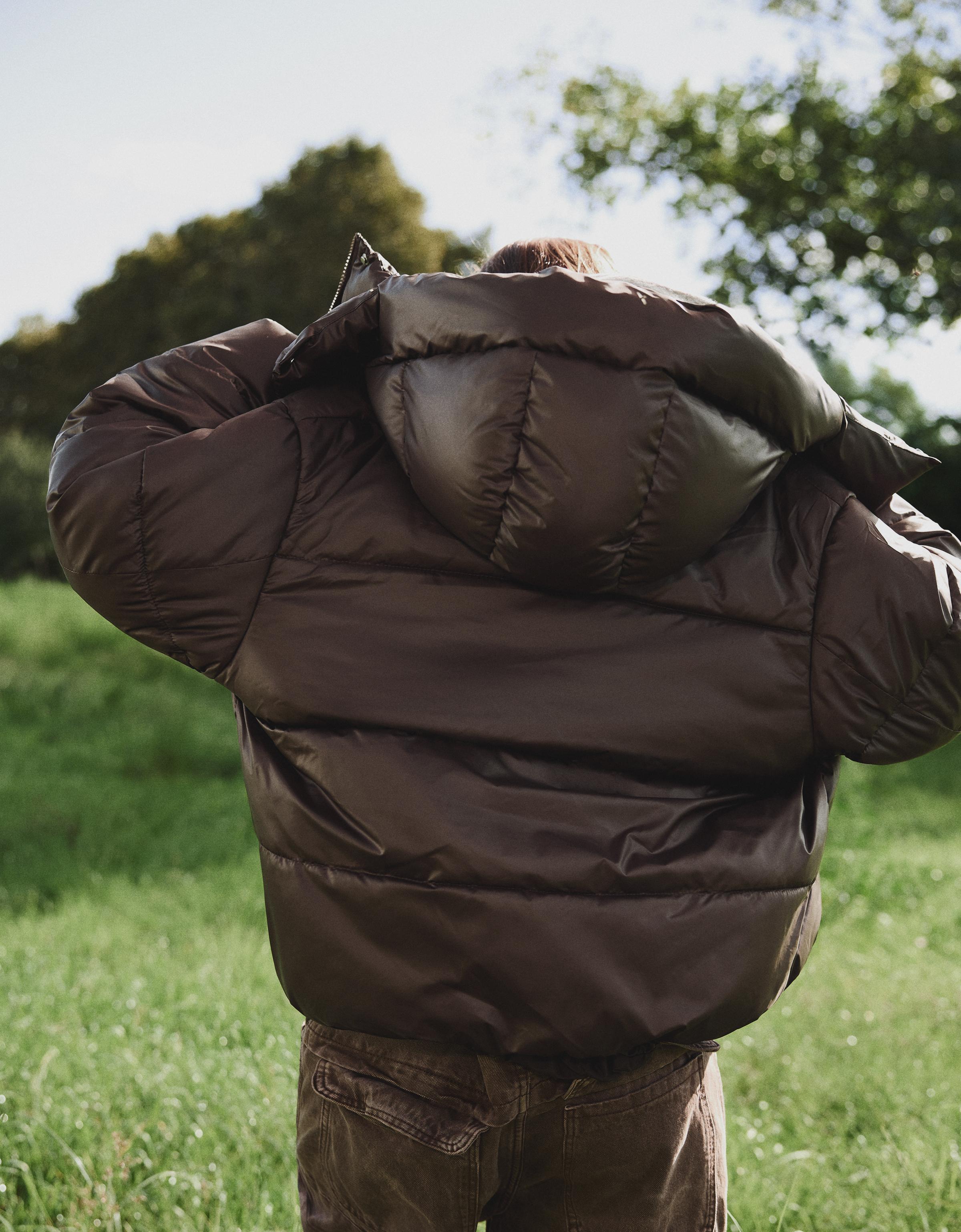 bershka brown puffer jacket