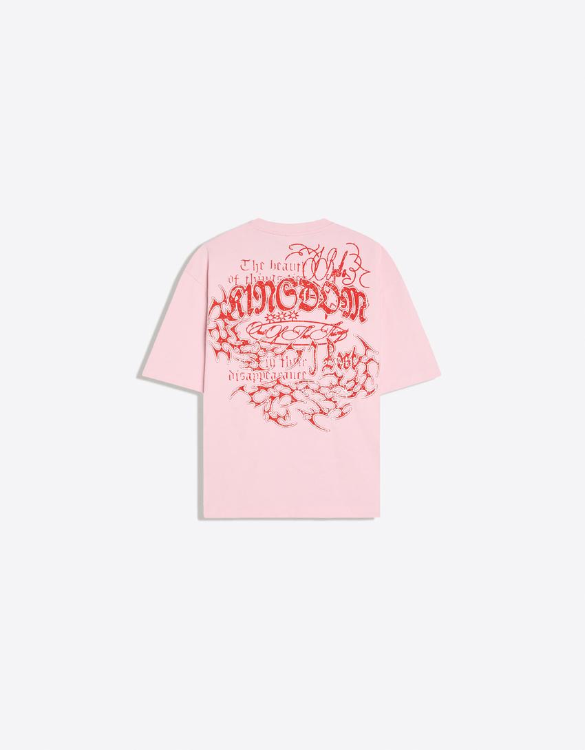 Boxy-T-Shirt mit Print-Rosa
